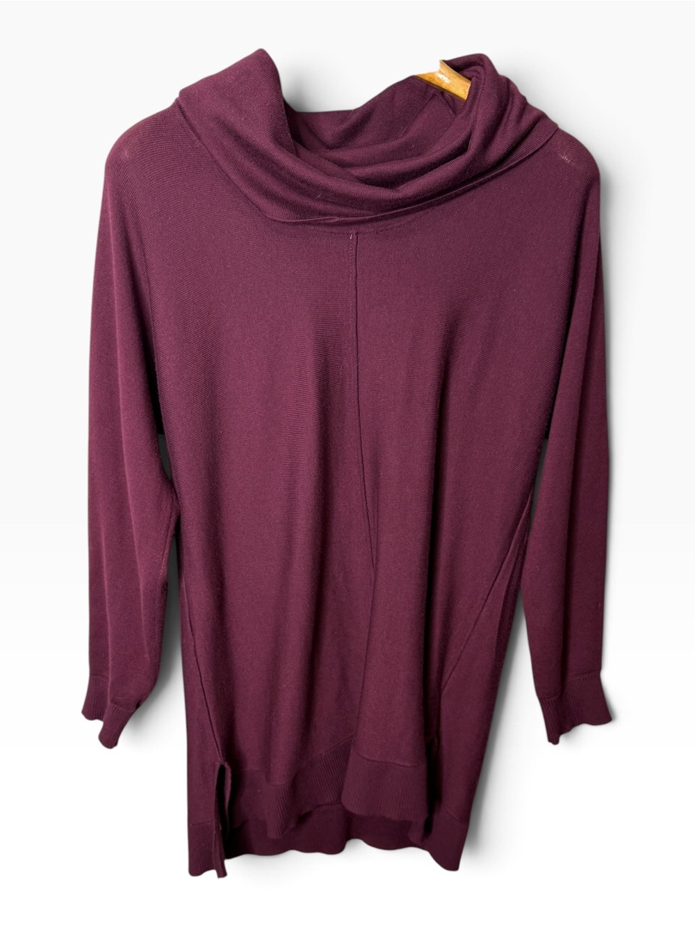 Joan Vass Burgundy Plum Size XL Cowl Neck Tunics Sweater
